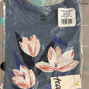 Tea Collection Blue Floral Long Sleeve Tee